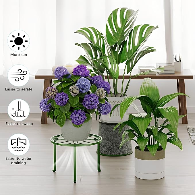 5-Pack Metal Plant Stand Indoor Outdoor Decoration Small Plant Holders - Image 4