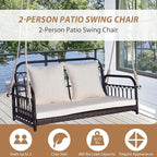 Tangkula Outdoor Wicker Porch Swing, 2-Person Hanging Seat - Image 8