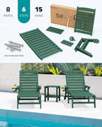 SERWALL Patio Chaise Lounge Chair Set of 2, Poly Lounge Chair - Image 6