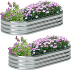 zizin 2 Pack Oval Galvanized Raised Garden Bed Kit 6x3x1ft Large Metal Planter by zizin
