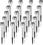 GIGALUMI Solar Pathway Lights, Stainless Steel IP44 Waterproof Auto On/Off by GIGALUMI