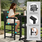 Ciokea 3-Pcs Bistro Table and Chairs, All-Weather Round High Top Bar Table - Image 4
