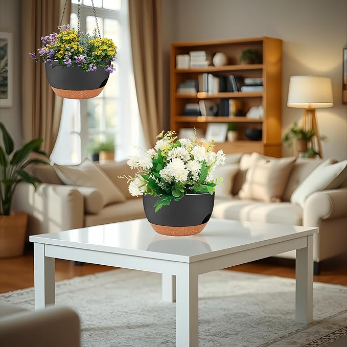 2 Pack 12 Inch Self Watering Hanging Planters - Image 8