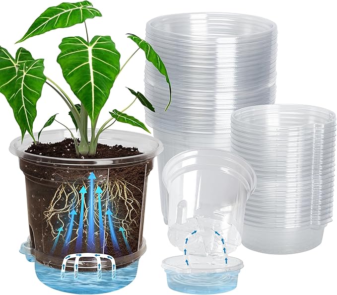 20 Pack 5 Inch Clear Self Watering Plant Pots by Bluepro