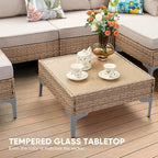7 Piece Wicker Patio Furniture Set, Outdoor Conversation Sectional Sofa - Image 6