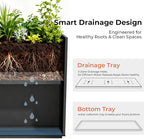 Worth 28" Galvanized Steel Planter Box, Outdoor Rectangular Tall Metal Planter - Image 4