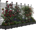 7 PCS Raised Garden Bed with Trellis & Privacy Screen, Flowers on Patio by Unknown