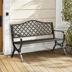 Sophia & William Outdoor Bench, 50 inches Metal Garden Bench, Cast Iron Park - Image 2