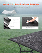 VEVOR Outdoor Patio Dining Table, 59 inch Long Rectangular Metal Steel Slat - Image 4