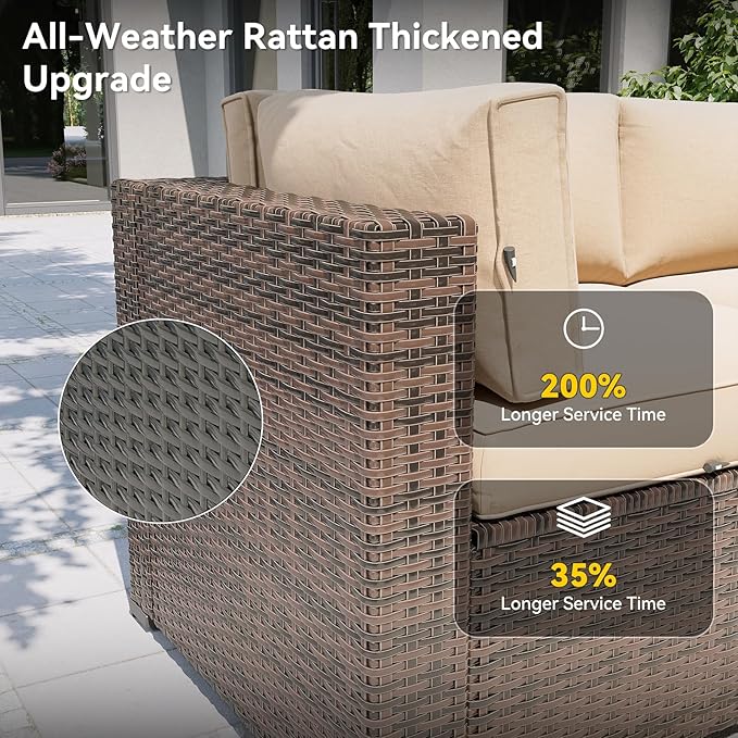 Aoxun Patio Furniture Set, 11 Piece Outdoor Sectional Sofas - Image 4
