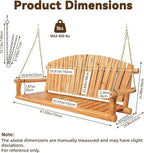 Outdoor Porch Swing Front Porch Hanging Wooden Bench Swing 3 Seat Chair - Image 3