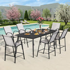 HOMREST Outdoor Bar Height Stools Set of 6, High Back Patio Chairs - Image 2