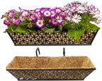 2 Set Deck Railing Planter Box 24" Black Metal Garden Trough Deck Planter by Frillybutts