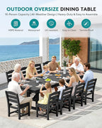 SERWALL Outdoor Dining Table, All Weather HDPE Outdoor Furniture - Image 7