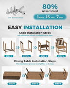 Ciokea HDPE Outdoor Dining Set, 7-Piece Patio Table and Chairs Set - Image 7