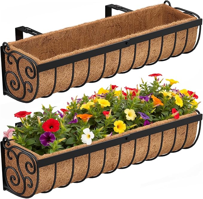 Railing Planter Boxes, 30 Inch Window Boxes Planters, Balcony Planters by VOXOR