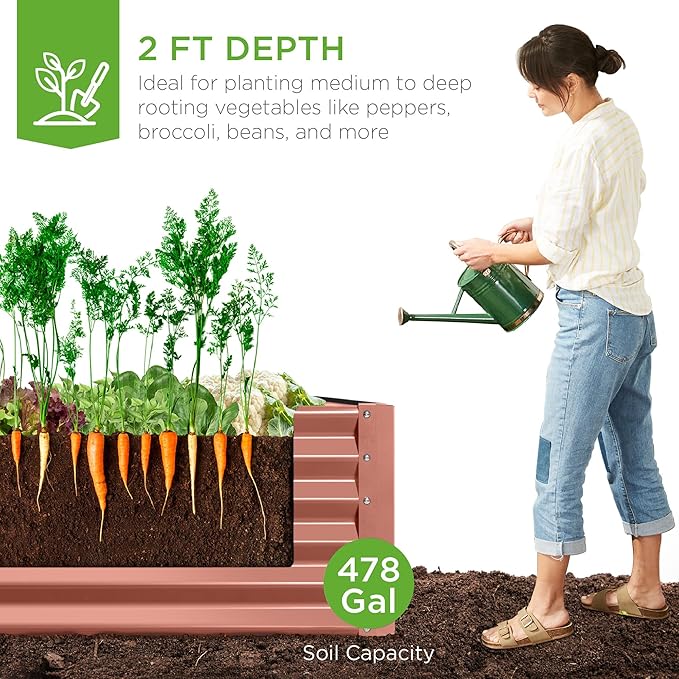 Best Choice Products 8x4x2ft Outdoor Metal Raised Garden Bed, Deep Root Planter - Image 3