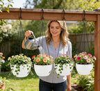 Set of 4-8 Inch Self Watering Hanging Planters - Image 3