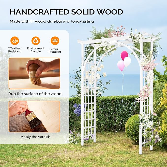 VINGLI 85in Wooden Arbor, Wedding Arch - Image 4