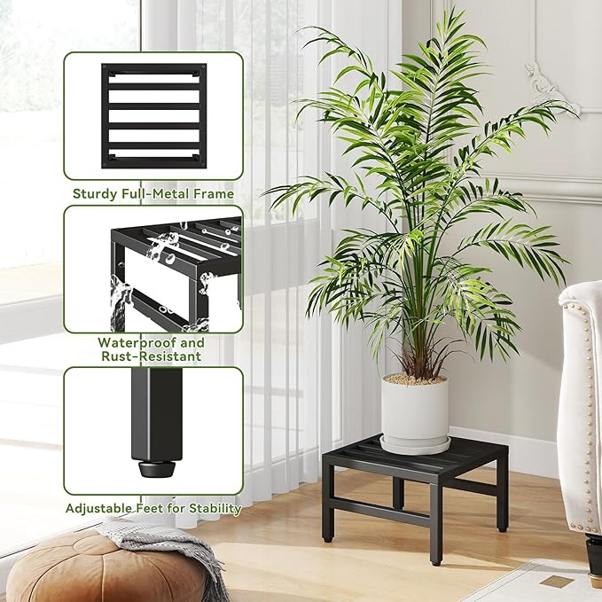 IBUYKE 3 Pack Metal Plant Stand Indoor Outdoor, Heavy Duty Small Flower Pot - Image 2