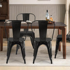 FDW | Metal Dining Chairs | Set of 4 | Black | Stackable Tolix Side Chairs - Image 2