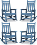 KINGYES Oversized Outdoor Rocking Chair Set of 4, All-Weather Patio Rocking by KINGYES