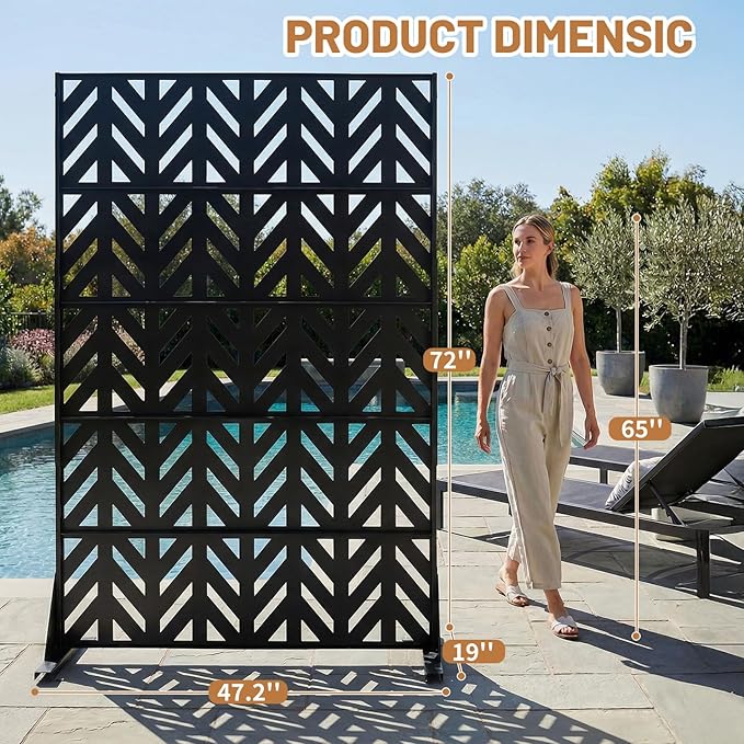 VINGLI Privacy Fence Panels, 72H’’ x 47W’’ Metal Privacy Screen Freestanding - Image 7