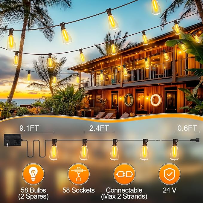 Outdoor String Led Patio Lights - 150Ft 45M Outside Waterproof Light - Image 7