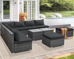 NICESOUL 11 Piece Extra Large Outdoor Furniture Sofa Set, Deep Wide PE Wicker - Image 3