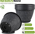 4 Pack 10 Inch Plant Pot for Outdoor Indoor, Plastic Flower Pots - Image 5