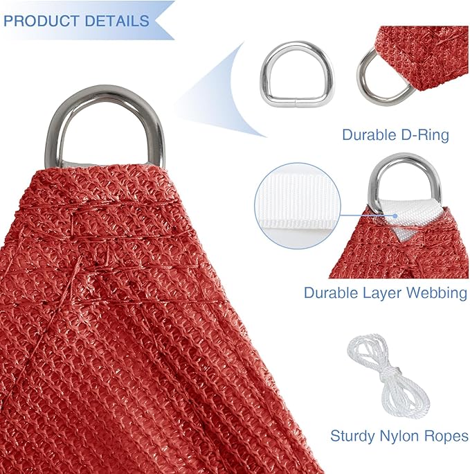 E&K Sunrise 11' x 11' x 11' Sun Shade Sail Triangle Canopy Shade Cover UV Block - Image 4