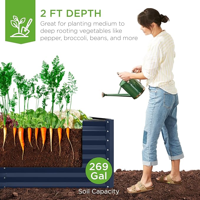 Best Choice Products 6x3x2ft Outdoor Metal Raised Garden Bed, Deep Root Box - Image 3