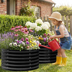 AHEONLAR 2 Pack 2x2x1.5ft Round Galvanized Raised Garden Bed Outdoor Metal - Image 2