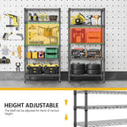 1250 lbs 5 Tier Shelf Metal Storage Shelves Wire Rack Closet Organizers - Image 7
