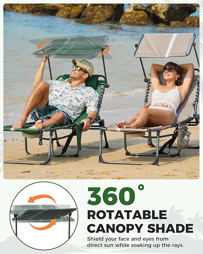 KingCamp Tanning Chair with Face Hole, Lounge Chairs Outdoor Folding Comfy - Image 4