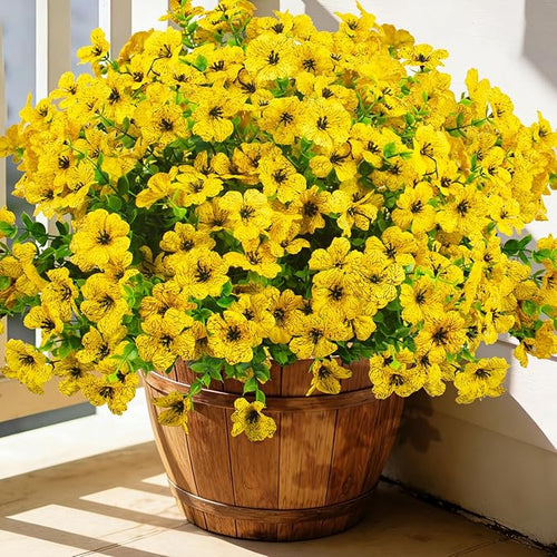 20 Bundles Artificial Flowers for Outdoors, UV Resistant Fake Plants Flowers by Grunyia