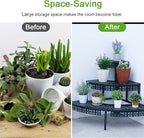 aboxoo 3 Tier Plant Stand Flower Pot Rack, Metal Stair-Step Style Corner Shelf - Image 3
