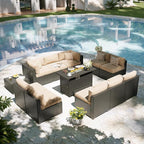 Aoxun Patio Furniture Set with Fire Pit Table, 12 Piece Outdoor Sectional Sofas - Image 8
