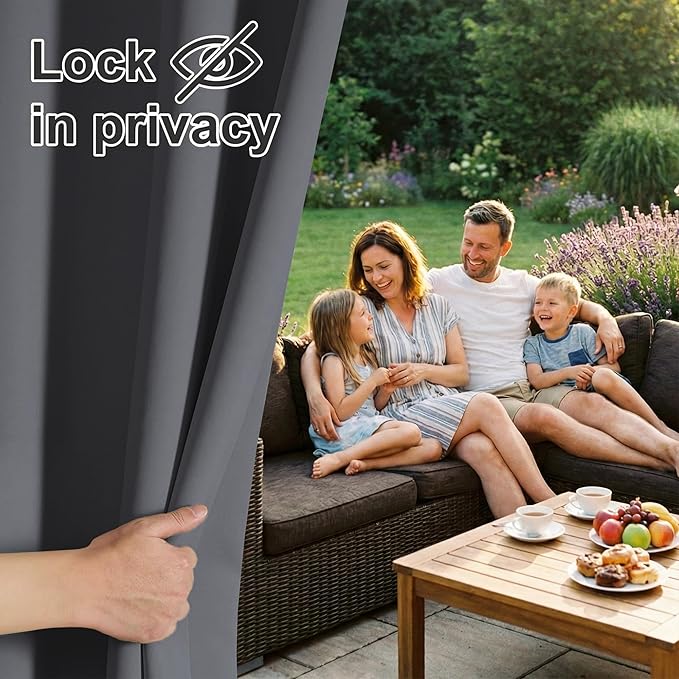 RYB HOME Outdoor Curtains for Patio Waterproof Block Sunlight Thermal Insulated - Image 3