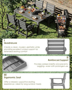 GREENVINES Outdoor Dining Chair | HDPE | Patio Chairs | All-Weather | Grey - Image 5