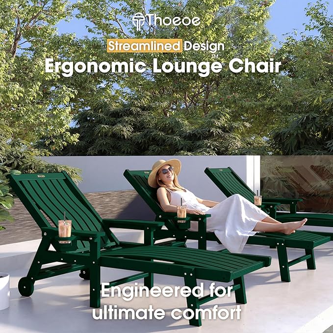 Patio Chaise Lounge Chair Set of 2, Oversized Lounge Chair Outdoor - Image 3