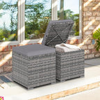 Tangkula 2 Pieces Patio Ottomans, Patiojoy Hand-Woven PE Rattan Side Table - Image 2