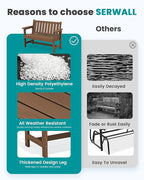 SERWALL Outdoor Bench, HDPE Outdoor Benches Weatherproof, 2-Person Garden Bench - Image 9