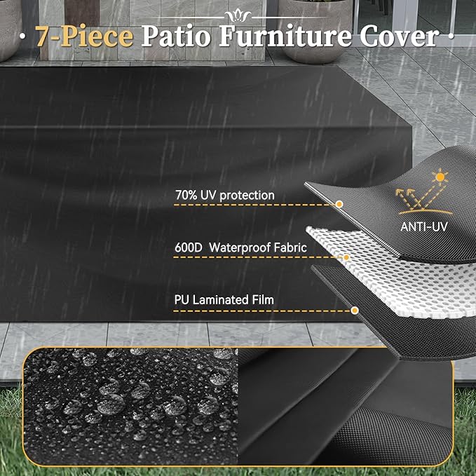 Aoxun 11 Piece Patio Furniture Set Wicker Rattan Patio Conversation Set Outdoor - Image 8
