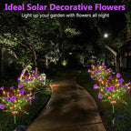 2 Pack Solar Stake Lights Outdoor Decor Waterproof Mums Artificial Flowers - Image 7