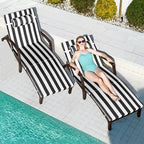 Chaise Lounge Chairs Outdoor Set of 2, Comfy Outside Wicker Patio Pool Lounge by ZZWHOM