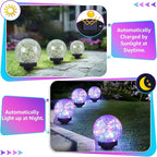 2-Pack Garden Solar Lights Outdoor, Colored Cracked Glass Ball Light Waterproof - Image 4