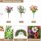 Artificial Flowers Faux Plants Outdoor Fake Flowers Spring Decor, 12 Bundles - Image 3