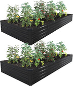 12×4×1FT Galvanized Raised Garden Bed Kit, Metal Planter Boxes, Large Outdoor by ZUNUDA