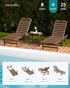 SERWALL Outdoor Chaise Lounge Set of 6, HDPE Pool Lounge Chair - Image 9